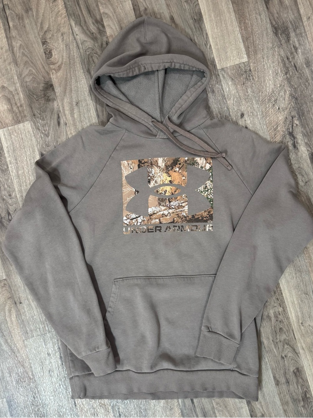 Under Armour ColdGear Realtree Camo Logo Hoodie Taupe Brown Size Small